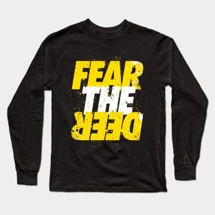 Fear the Deer - Yellow and White Text Long Sleeve T-Shirt